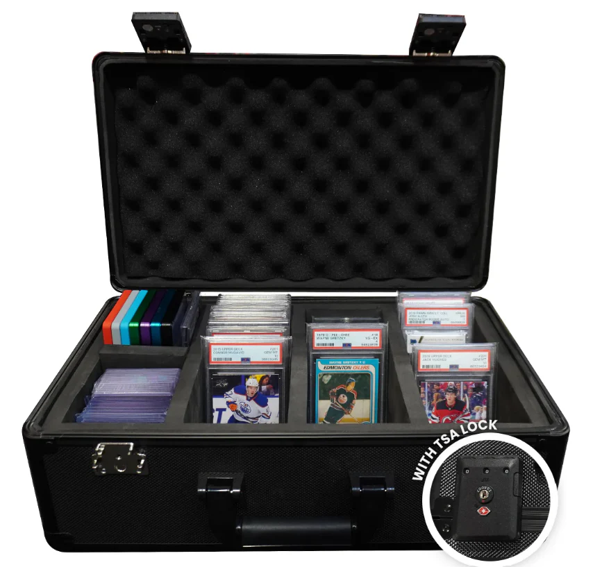 EVORETRO Four-Row Aluminum Graded Card Storage Box, Key Lock