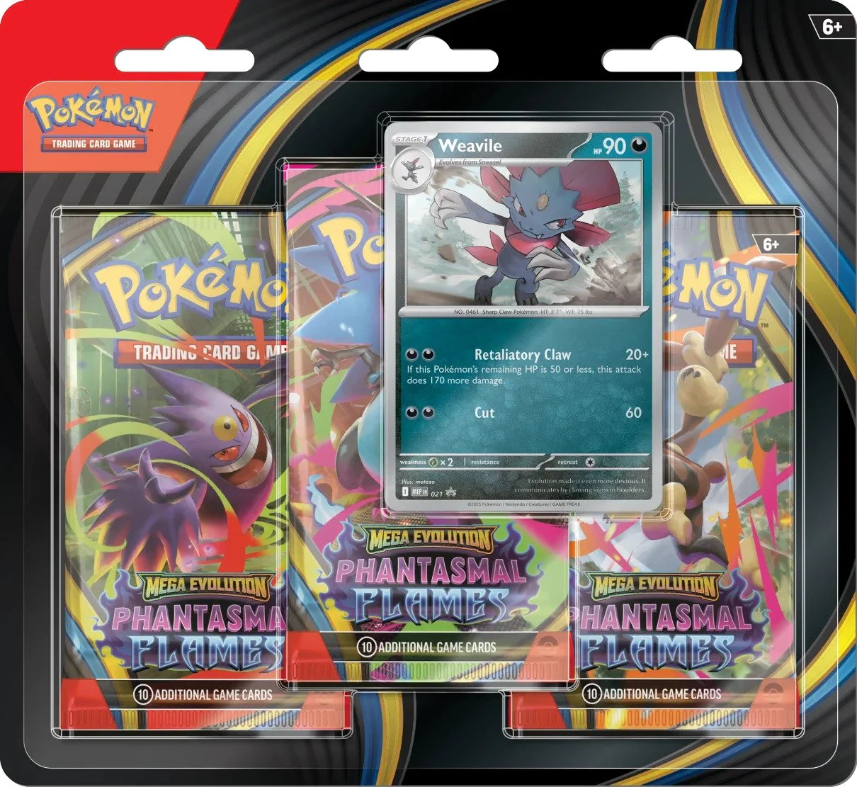 Pokemon ME02 Phantasmal Flames 3pk Blister - Image 2